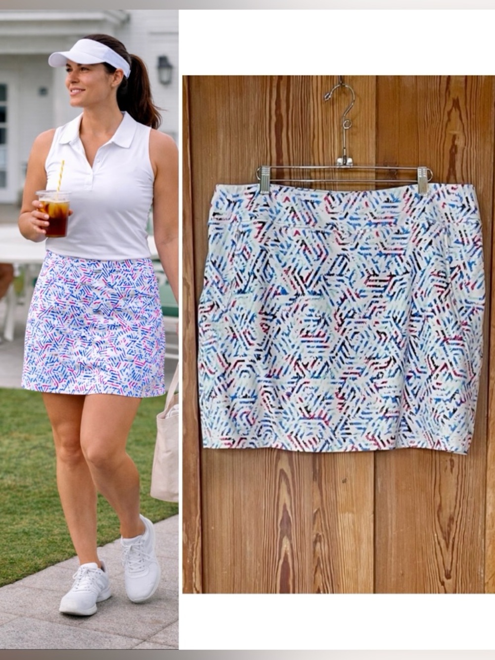 Annika Cutter & Buck Geometric Print Golf Skort UPF 50 Tennis Pickleball
XL 💛🍄